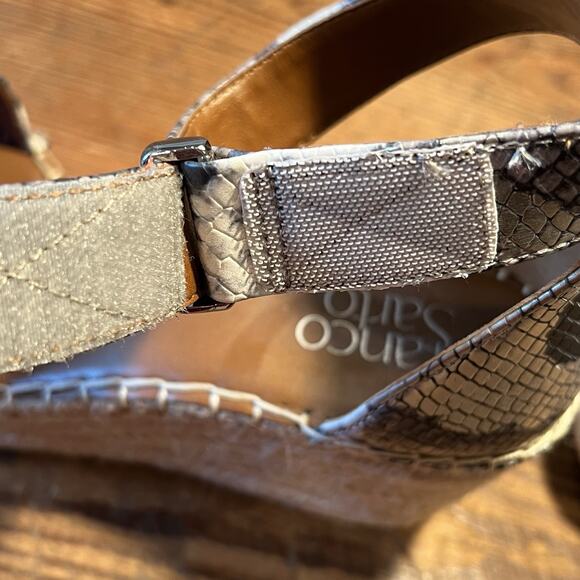 Franco Sarto Clemens Sandals Size 8 Wedge Platform Espadrille Silver Snakeskin - Picture 15 of 16